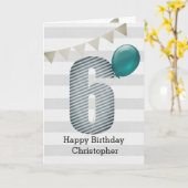 Carte Argent et bleu 6e anniversaire (Fleur jaune)