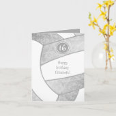 Carte argent gris artsy volley-ball anniversaire (Fleur jaune)