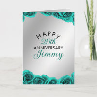 Argent moderne Mari Rose Turquoise 25e anniversair