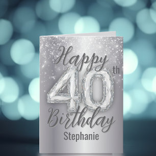 Carte Argent mousseux et Diamant Accents 40e anniversair