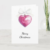 Carte Argent rose Glam Coeur ornement Noël (Devant)