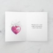 Carte Argent rose Glam Coeur ornement Noël (Intérieur)