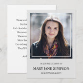 Carte Argent Simple En souvenir affectueux Photo de funé (Devant / Derrière)