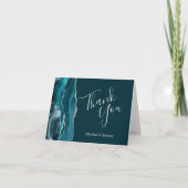 Carte Argent Turquoise foncé Merci Mariage  (Devant)