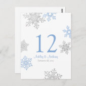 Carte argentée bleue de Tableau de mariage d'hiver (Devant / Derrière)