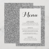 Carte argentée élégante de menu de mariage de (Devant / Derrière)