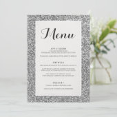 Carte argentée élégante de menu de mariage de (Debout devant)