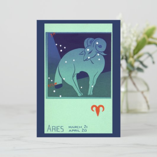 Carte Aries Ram Constellation, Astrologie Zodiaque Vinta (Debout devant)