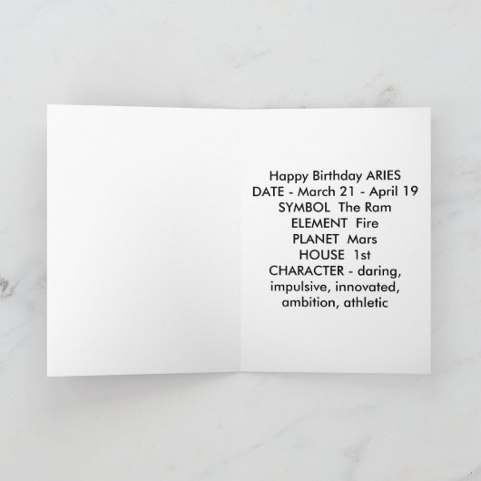 Carte Aries Zodiac (Intérieur)