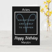 Carte Aries Zodiac Fun Citation en Bleu et Noir Annivers (Fleur jaune)