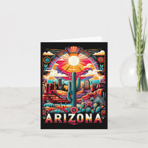 Carte Arizona State Shirt Az Retro Desert Cactus Famille