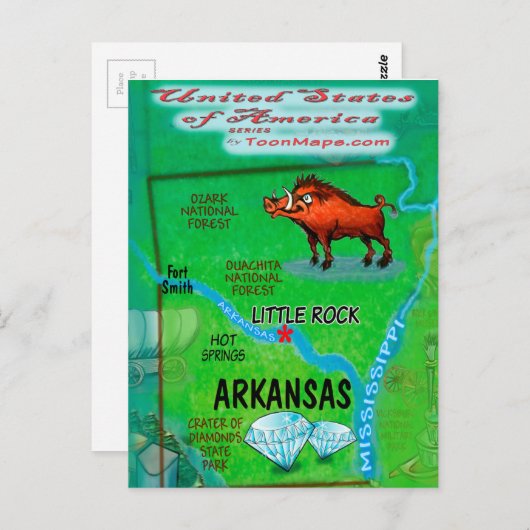 Carte Arkansas USA (Devant / Derrière)