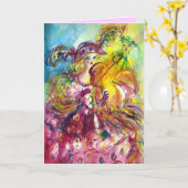 Carte ARLECCHINA VIOLINIST / Joyeux anniversaire vénitie (Fleur jaune)