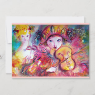 Carte ARLECCHINO ET COLOMBINA Mardi Gras Vénitienne Masq