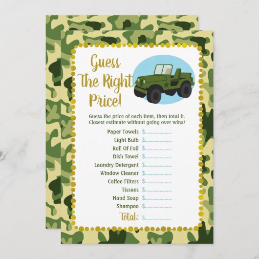 Carte Army Camo Bridal Devinez Le Bon Prix Jeu (Devant / Derrière)