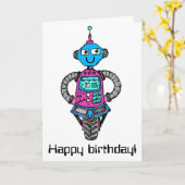 Carte Arnie Robot : Rose et bleu (Fleur jaune)