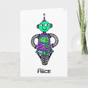 Carte Arnie robot, violet et vert