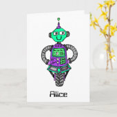 Carte Arnie robot, violet et vert (Fleur jaune)