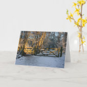 Carte Arrêt Au Bord Des Bois Un Soir Neige (Fleur jaune)