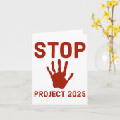 Carte Arrêter Project 2025 Horror Design With Handprint (Fleur jaune)