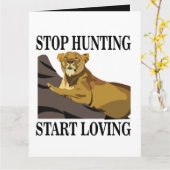 Carte Arrêtez de chasser, commencez à aimer la lionne sa (Fleur jaune)