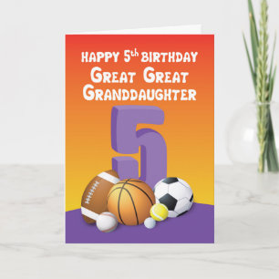 Carte Arrière-arrière-petite-fille 5e anniversaire Ballo