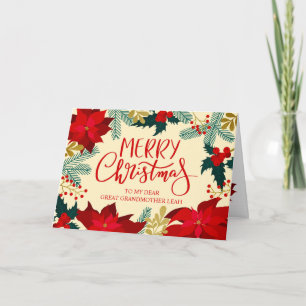 Carte Arrière-grand-mère Floral et Joyeux Noël de houx