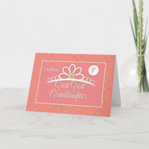 Carte Arrière-petite-fille 17e anniversaire avec couronn