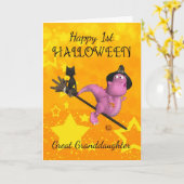 Carte Arrière-petite-fille ęr Halloween avec petit (Fleur jaune)