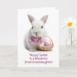 Carte Arrière-petite-fille Joyeuses Pâques Mignon Lapin