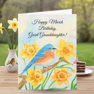 Carte Arrière-petite-fille Joyeux anniversaire de mars O