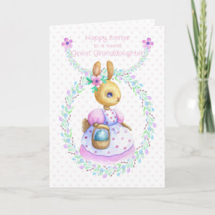 Carte Arrière-petite-fille Lapin de Pâques avec Œuf Colo