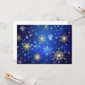 Carte Arrière - plan Bleu XMAS avec des flocons de neige (Devant/Arrière en situation)