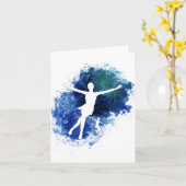 Carte Arrière - plan de bleu de patineurs (Fleur jaune)