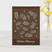 Carte Arrière - plan de brun de Noël de solstice de (Fleur jaune)