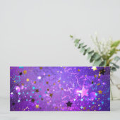 Carte Arrière - plan de feuille violet avec étoiles (Debout devant)