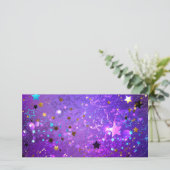 Carte Arrière - plan de feuille violet avec étoiles (Debout devant)