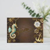 Carte Arrière - plan en bois avec cheval de mer mécaniqu (Debout devant)