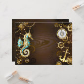 Carte Arrière - plan en bois avec cheval de mer mécaniqu (Devant/Arrière en situation)