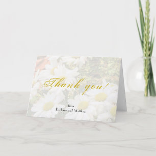 Carte Arrière - plan marguerite Merci de script jaune et