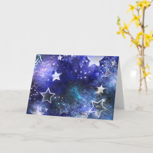 Carte Arrière - plan spatial avec étoiles (Fleur jaune)