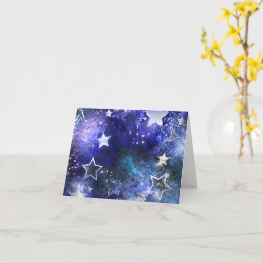 Carte Arrière - plan spatial avec étoiles (Fleur jaune)