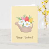 Carte Arrosage de jardin avec fleurs - Joyeux anniversai (Fleur jaune)