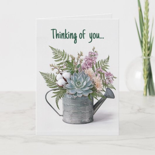 Carte Arrosoir Modifiable Succulentes et Fleurs (Devant)