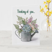 Carte Arrosoir Modifiable Succulentes et Fleurs (Fleur jaune)