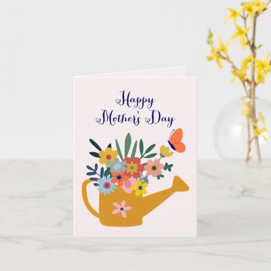 Carte Arrosoir plein de fleurs Joyeuse fête des mères (Fleur jaune)