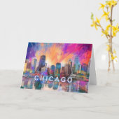 Carte Art abstrait de Chicago (Fleur jaune)