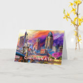 Carte Art abstrait de Cincinnati (Fleur jaune)