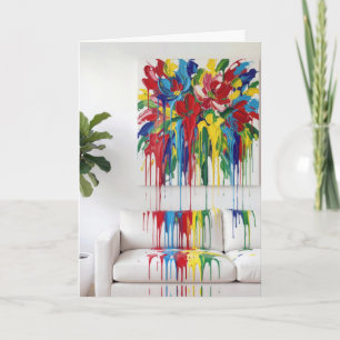 Carte Art abstrait de toile d'anniversaire gouttant