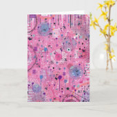 Carte Art abstrait maximaliste rose  (Fleur jaune)